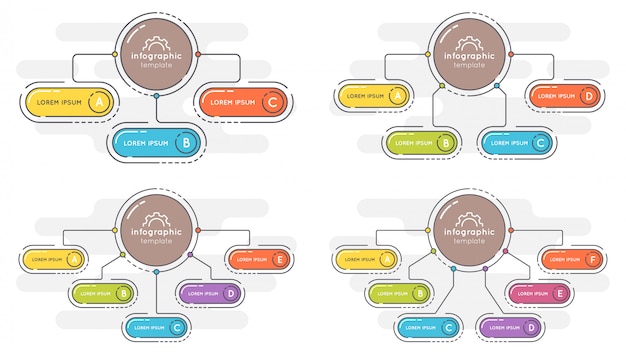 Set van vlakke stijl opties presentatie infographic sjabloon.