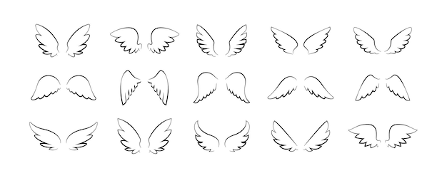 Vector set van vleugels iconen vleugels icons vogel vleugels engel vleugels elementen vleugel collectie in verschillende vorm vleugels badges vector illustratie