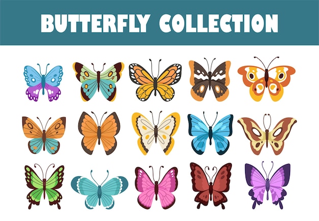 Set van vlindervectorillustraties