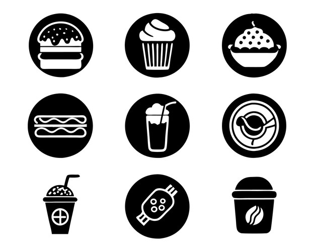 set van voedsel en drank icoon illustratie voedsel drank drank restaurant wijn lunch ontbijt