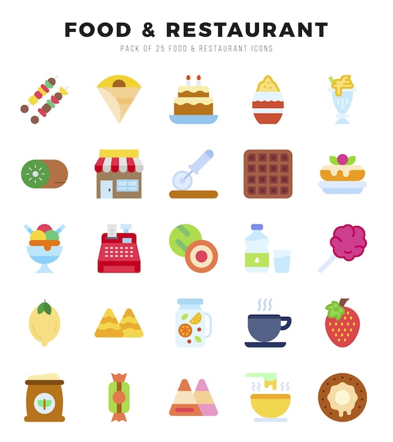 Set van voedsel- en restauranticonen Vectorillustratie