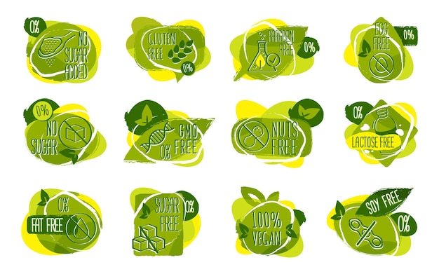 Set van voedsel sticker voor gezonde voeding vector
