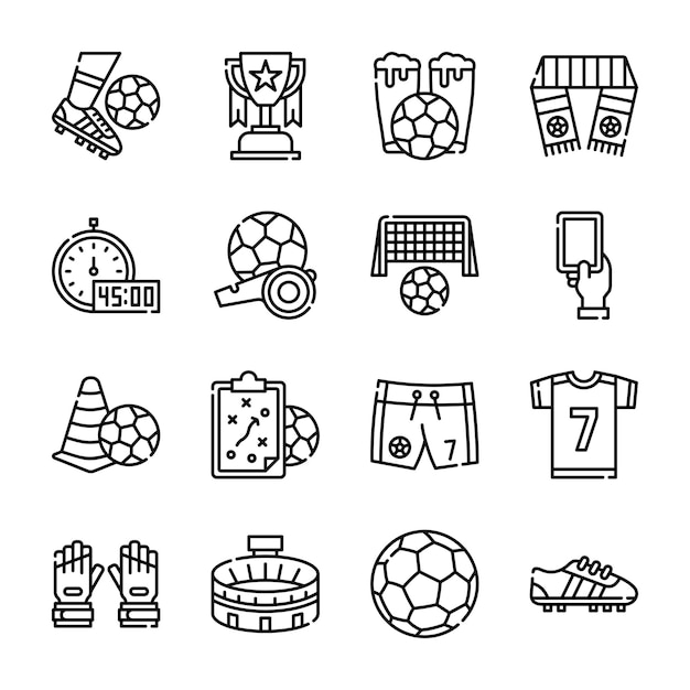 Set van voetbal lijntekeningen vector