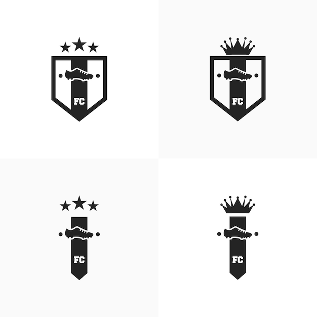 Set van voetbal logo. voetbalclub ontwerp badge. voetballogo met schild