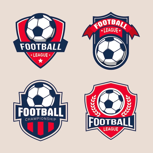 Set van voetbal voetbaltoernooi badge logo sjablonen