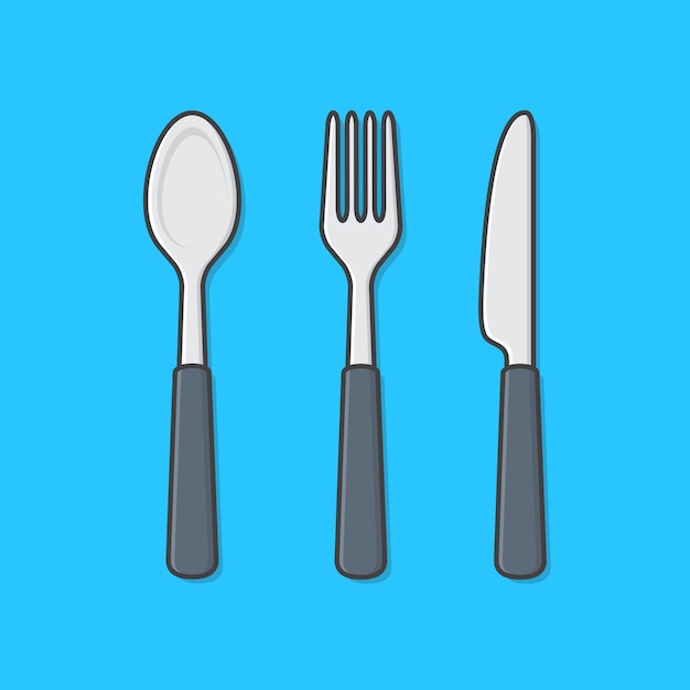 Set van vork, mes en lepel pictogram illustratie