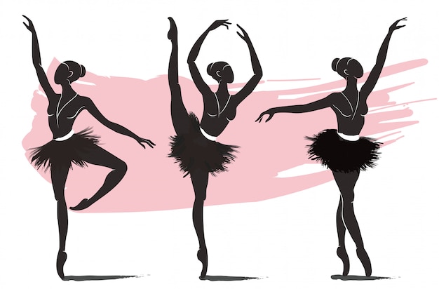 Set van vrouw ballerina, ballet logo pictogram