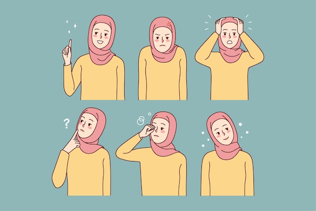 Set van vrouw in hijab