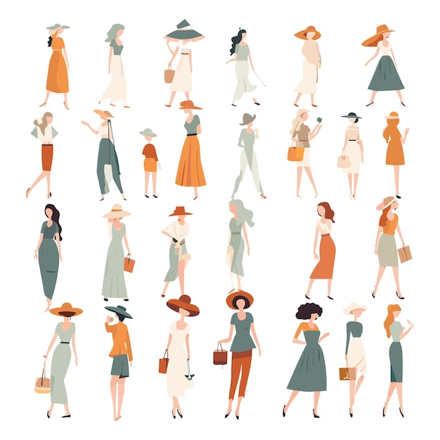 Vector set van vrouwen in poses