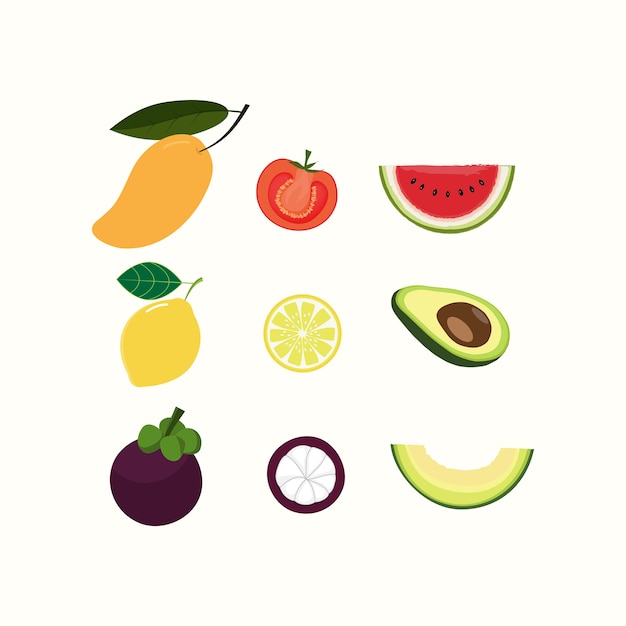 Set van vruchten pictogram vectorillustratie voor ontwerp