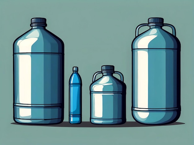 Set van watercontainer eenvoudige cartoon stijl geïsoleerde vector