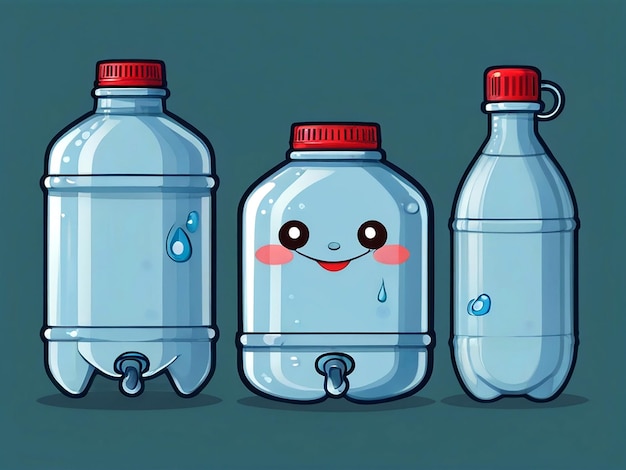 Set van watercontainer eenvoudige cartoon stijl geïsoleerde vector