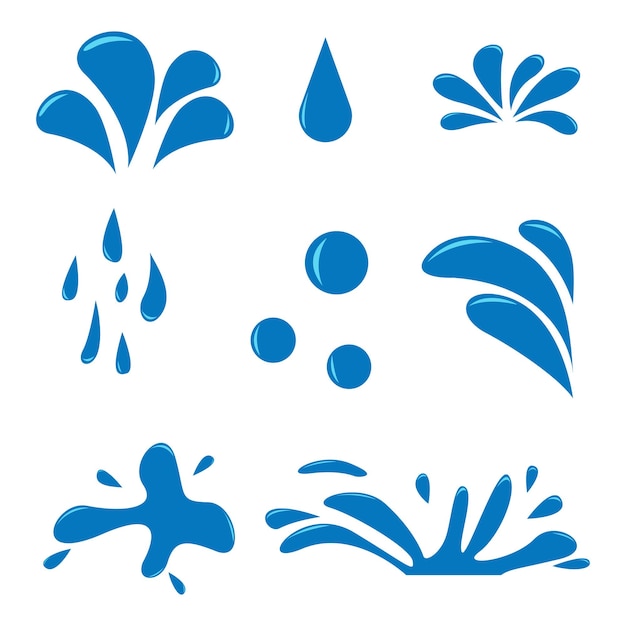 Vector set van waterplonscollectie in vlakke stijl