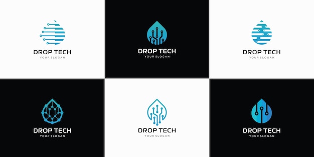 Set van watertechnologie logo-ontwerp