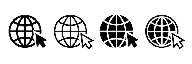 Set van web-iconen of online-iconen en globus-iconen