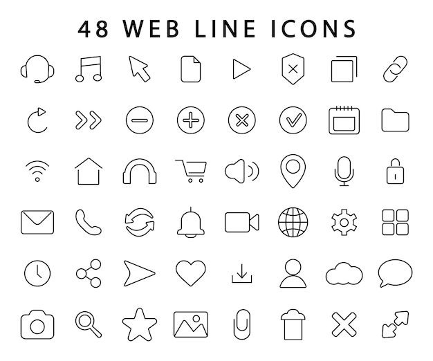 Vector set van weblijnpictogrammen moderne vectorpictogrammen