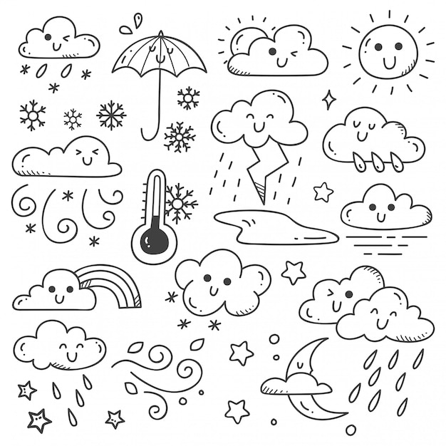 Vector set van weer doodles illustratie