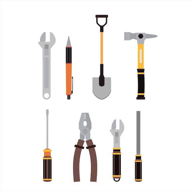 set van werkende tools vector icon