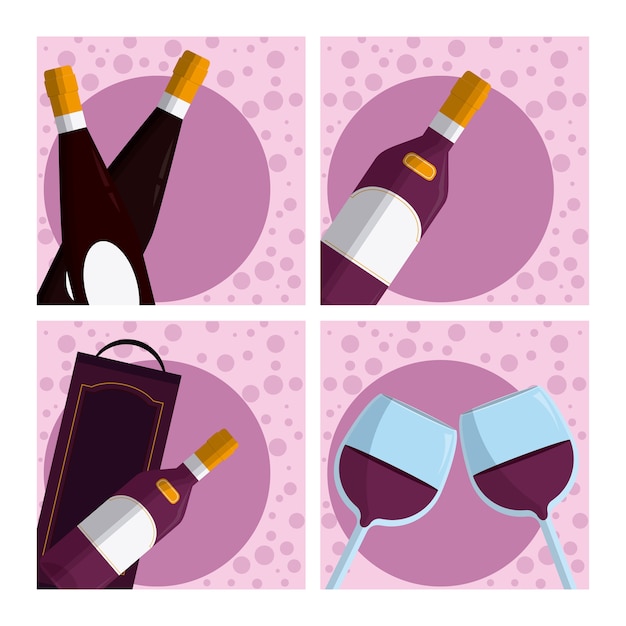 Vector set van wijncollectie cartoons