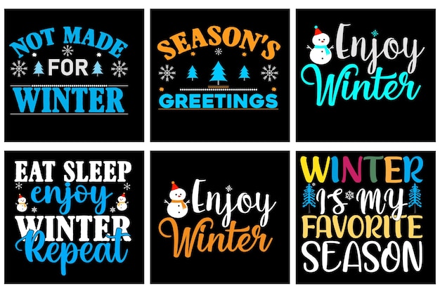 Vector set van winter t-shirt ontwerp