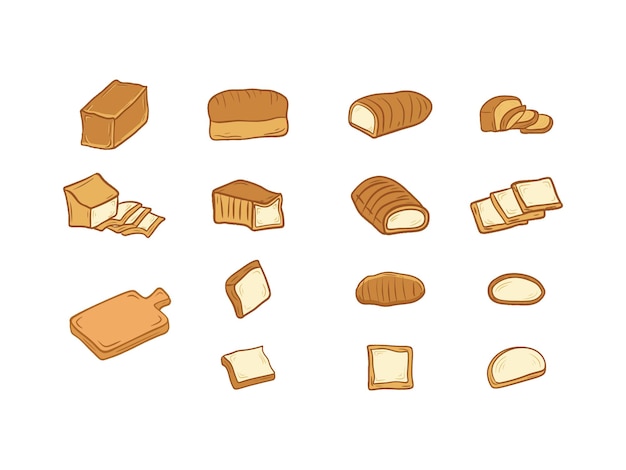 set van witte brood illustratie vector