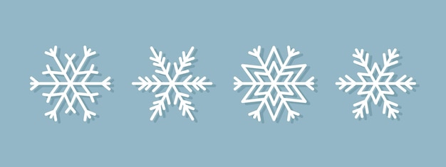 Set van witte sneeuwvlok pictogrammen winterseizoen symbool decoratieve kunst eenvoudige vector elementen Kerstdecoratie