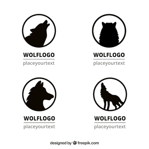 Set van wolfsilhouetlogo&#39;s