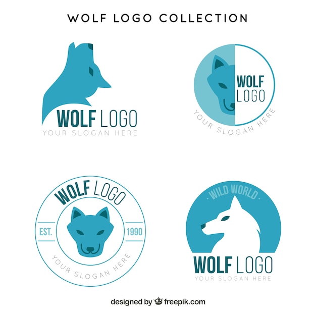 Set van wolfslogo's