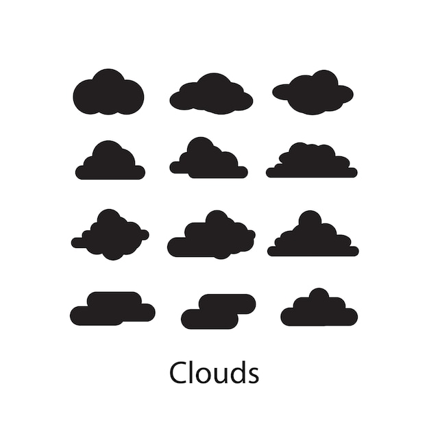 Set van wolken pictogram op witte achtergrond.