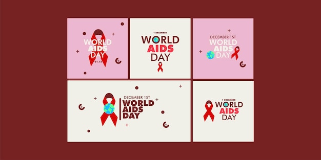 Set van world aids day flat design concep social media poster.