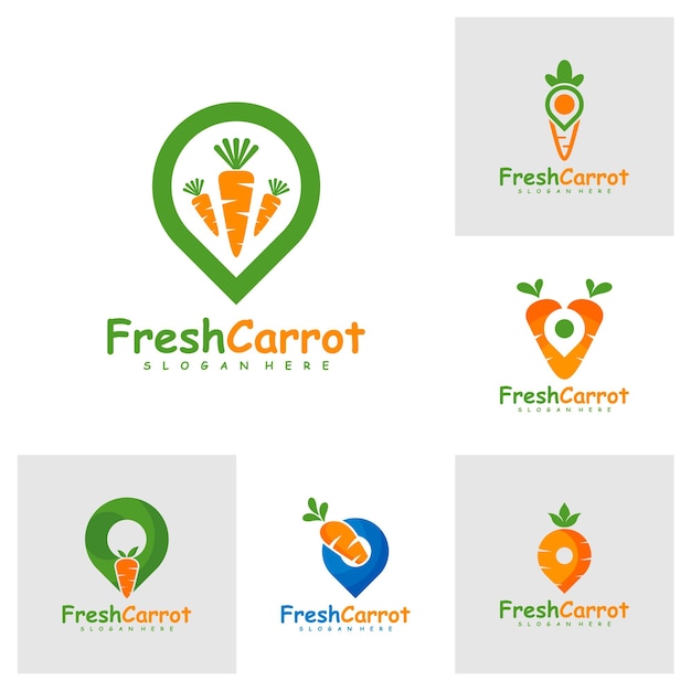 Set van wortel punt logo ontwerp vector creatieve wortel logo ontwerp sjabloon illustratie