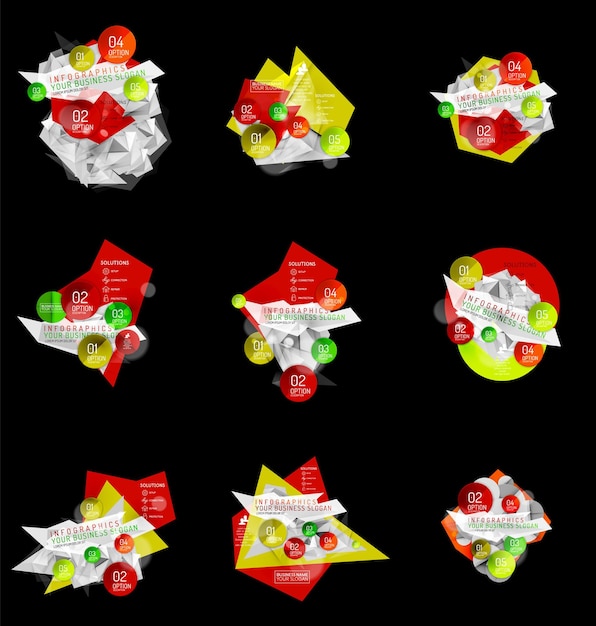 Set van zakelijke abstracte driehoekige infographics lay-outs