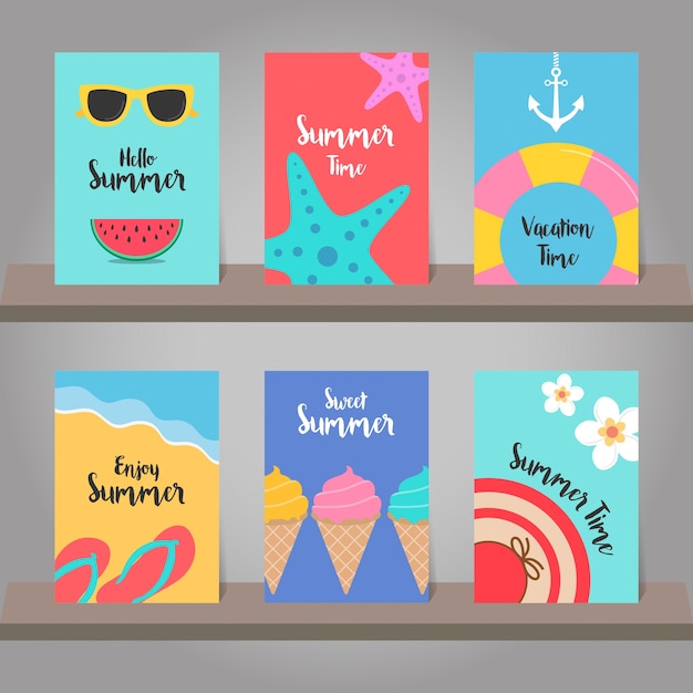 Vector set van zomer achtergrond voor sjabloonontwerp