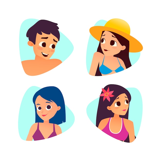 Set van zomer cartoon avatars. cartoon stijl
