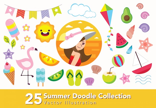 Set van zomer doodle collectie