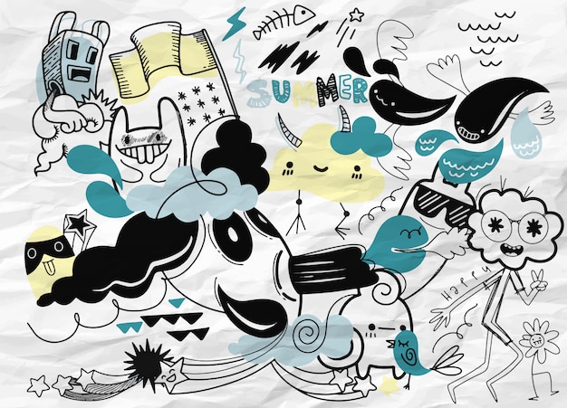 Set van zomer doodles