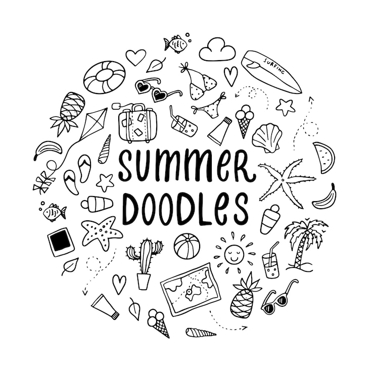 Vector set van zomer doodles