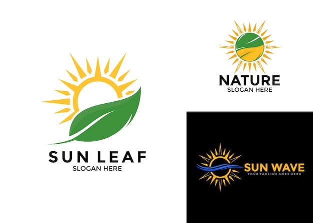 set van zon natuur logo vector sjabloon