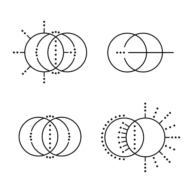 Vector set van zonnen van grafische elementen eenvoudige grafische stijl zwarte objecten geïsoleerd op een witte achtergrond