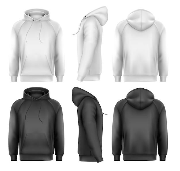 Set van zwart en wit mannelijke hoodies