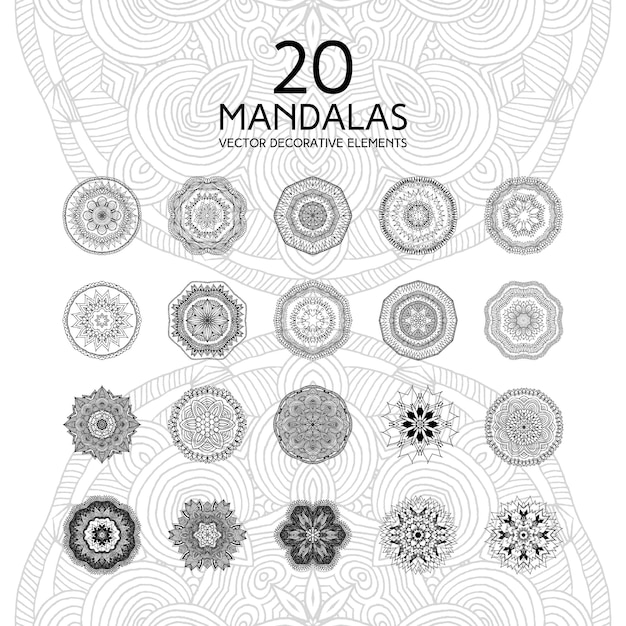 Set van zwart-witte mandala's