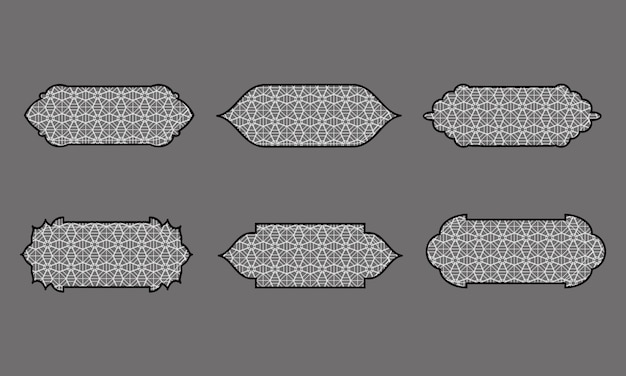 Set van zwart-witte silhouetten van islamitische ramenArabische frame setRamadan kareem simbol icoon