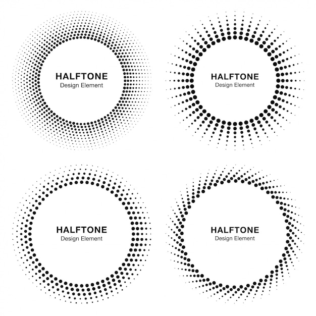 Set van zwarte abstracte halftoon cirkelframe Logo,