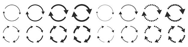 Vector set van zwarte cirkel vector pijlen geïsoleerd