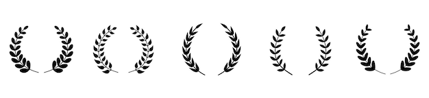 Set van zwarte cirkelvormige laurier takken Vector zwarte laurier set Emblem bloemige Griekse tak