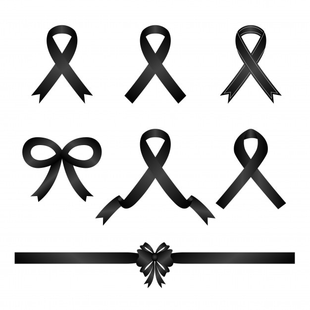 Vector set van zwarte condolences lint pictogram