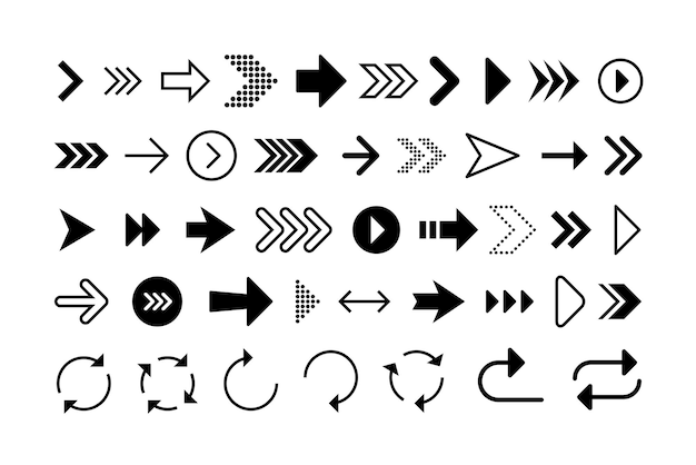 set van zwarte en witte pijlen vector illustratie