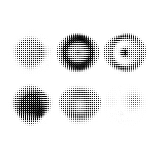 Set van zwarte halftone stippen achtergrond Vectorformaat