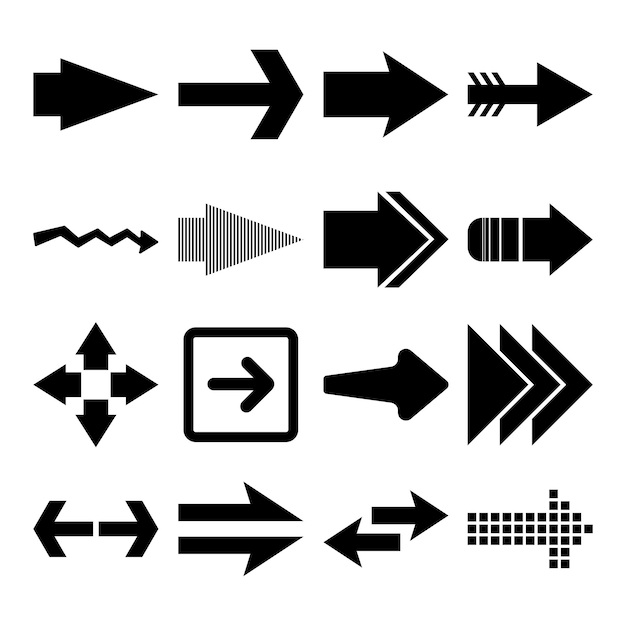 Set van zwarte pijlen en cursoren illustratie
