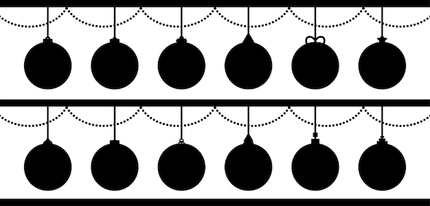 Set van zwarte silhouet kerstballen.